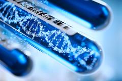 Molecule of DNA forming inside the test tube