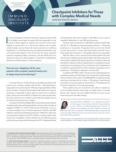 Checkpoint Inhibitors for Those with Complex Medical Needs Thumbnail