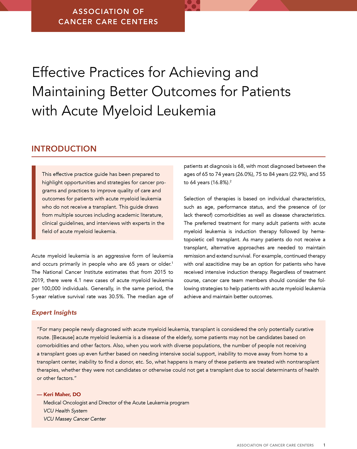 Effective Practices for Achieving and Maintaining Better Outcomes for Patients with Acute Myeloid Leukemia 1440x1813